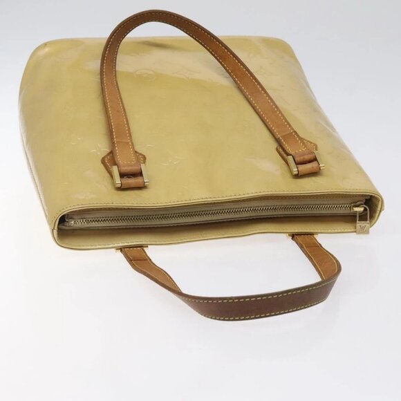 LOUIS VUITTON Monogram Vernis Houston Hand Bag Beige M91004 LV Auth BA1876 - Picture 7 of 16